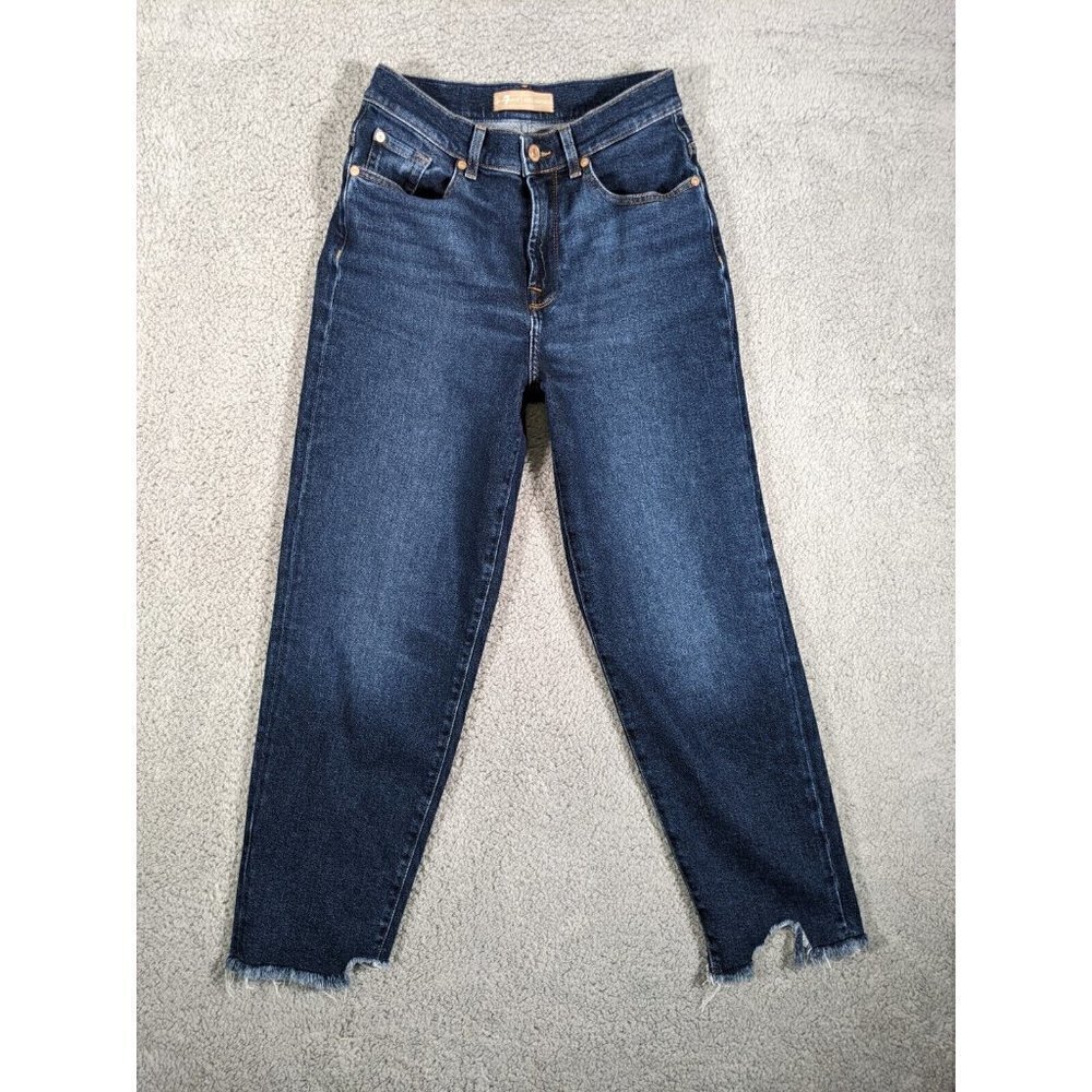 7 For All Mankind Malia Luxe Vintage Denim Jeans Womens 26 Raw Hem High Rise